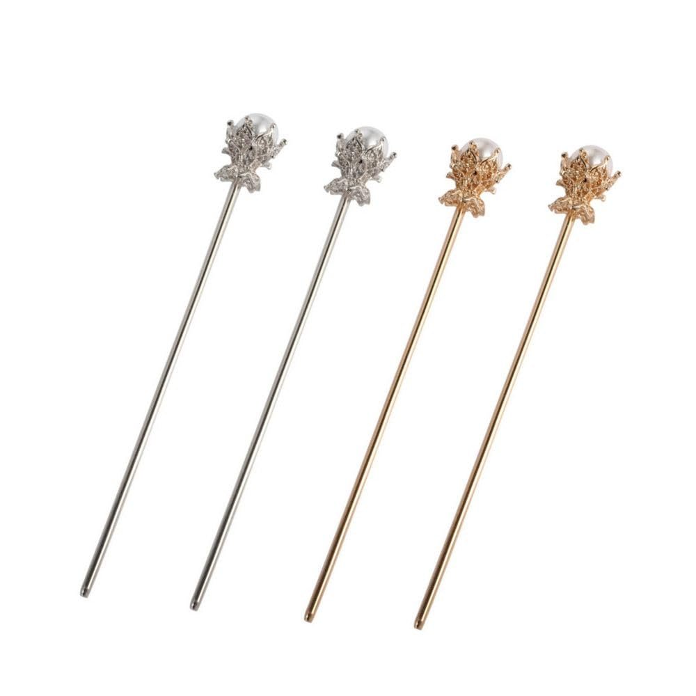 4 Pcs Chinese Classical Pearl Hair Stick Hanfu Traditional Style Hair Forks Hair Chopsticks Hair Making Accessories for Women