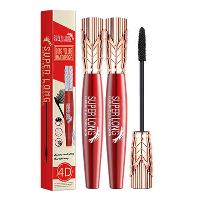 XIRUJNFD Super Long Mascara, 4D Silk Fiber Lash Mascara, 4D Waterproof and Sweat Proof Luxurious Mascara (2Pcs)