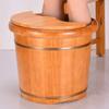 BABYCE Foot Massager Spa Solid Wood Foot Tub,Oak Foot Bath Natural Log Household Heightening Smooth Delicate Pedicure Barrels with Lid Foot Spa Household Wash Ba view 3