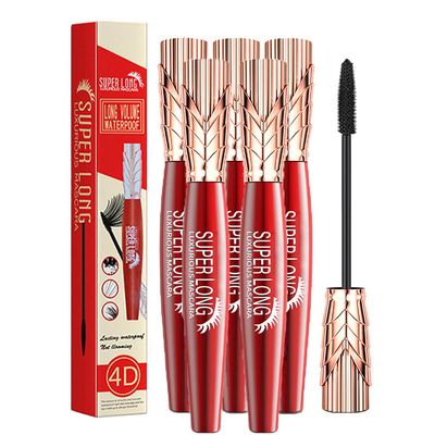 XIRUJNFD Super Long Mascara, 4D Silk Fiber Lash Mascara, 4D Waterproof and Sweat Proof Luxurious Mascara (5Pcs)
