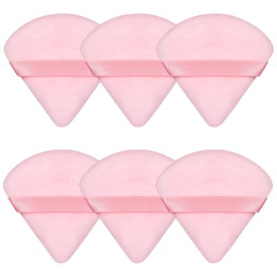6 Pieces Powder Puff Face Soft Triangle Pink Valentines Day Gifts for Loose and Body Powder, Velour Makeup Sponge Set Setting Powder Puff Makeup Tools