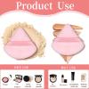 6 Pieces Powder Puff Face Soft Triangle Pink Valentines Day Gifts for Loose and Body Powder, Velour Makeup Sponge Set Setting Powder Puff Makeup Tools view 3
