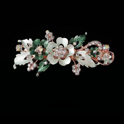 Barrette Crystal Hairpin Flower Barrettes Resin Foral Hair Clip Headwear For Woman Girls Hair Styling Accessories (Color : green)