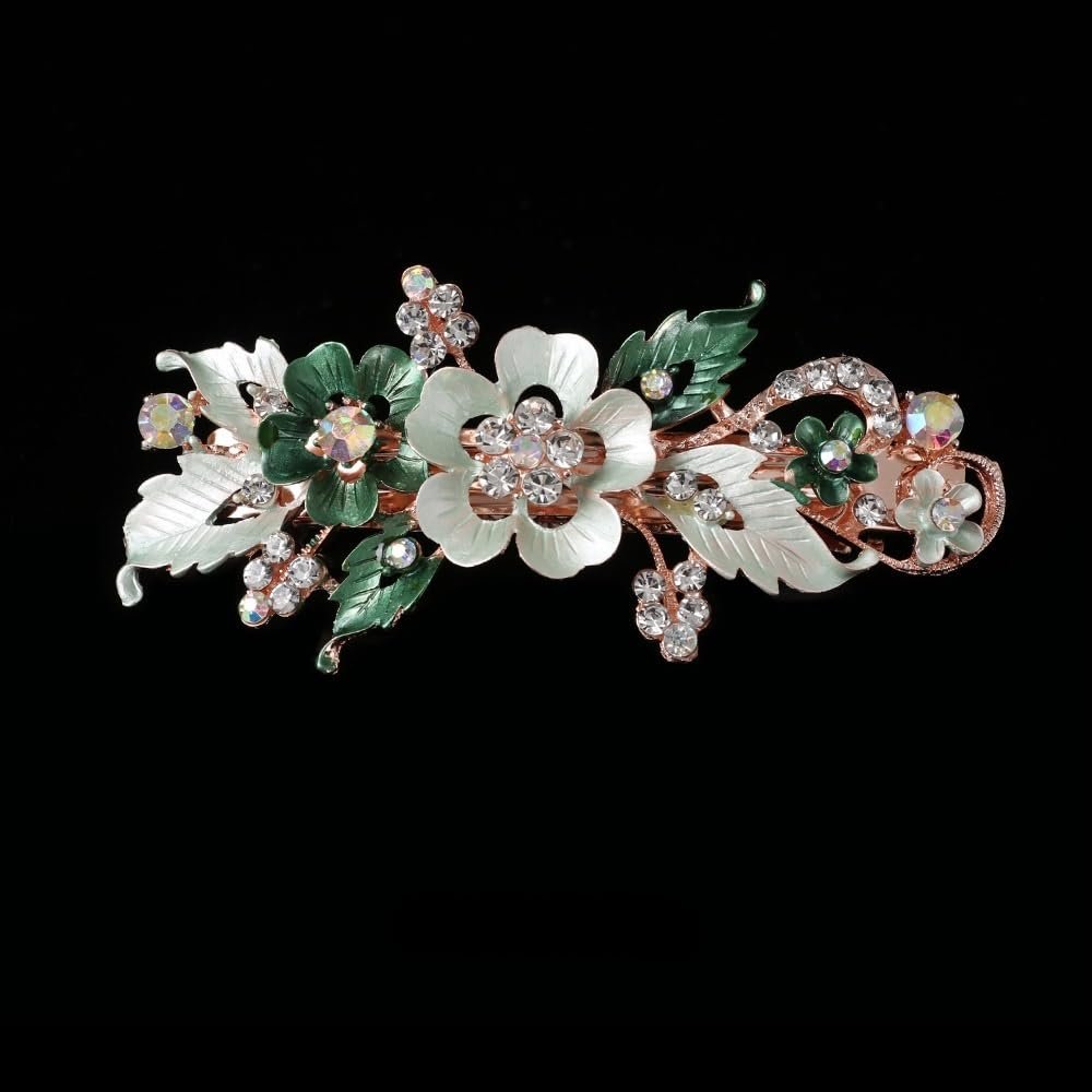 Barrette Crystal Hairpin Flower Barrettes Resin Foral Hair Clip Headwear For Woman Girls Hair Styling Accessories (Color : green)