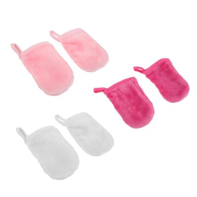 Beavorty 18pcs Facial Cleaning Gloves Makeup Remover Cleansing Mitts for Gentle Facial Exfoliation Travel-friendly Soft Reusable Makeup Wipes White Rose Pink