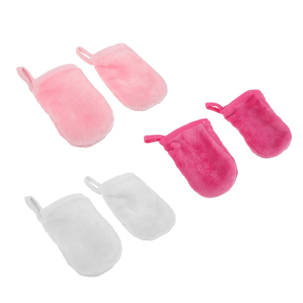 Beavorty 18pcs Facial Cleaning Gloves Makeup Remover Cleansing Mitts for Gentle Facial Exfoliation Travel-friendly Soft Reusable Makeup Wipes White Rose Pink