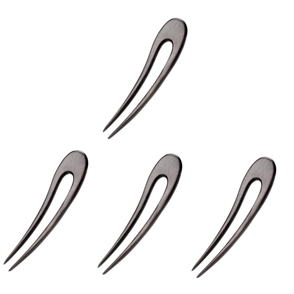 Beavorty 4pcs Wooden Hair Stick for Women Girls U-shaped Hair Fork Bun Accessories for French Twist Low Bun Side Sweep