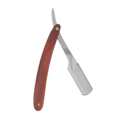 Beavorty 2pcs Wood Handle Barber Razor Men Shaving Tool Straight Razor Beard and Sideburns Trimmer