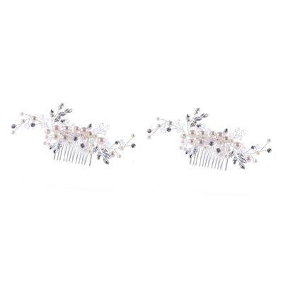 Beavorty 2pcs Handmade Bridal Hair Comb Crystals Elegant Wedding Hair Accessories for Women Sparkly Headpiece for Special Occasions Silver