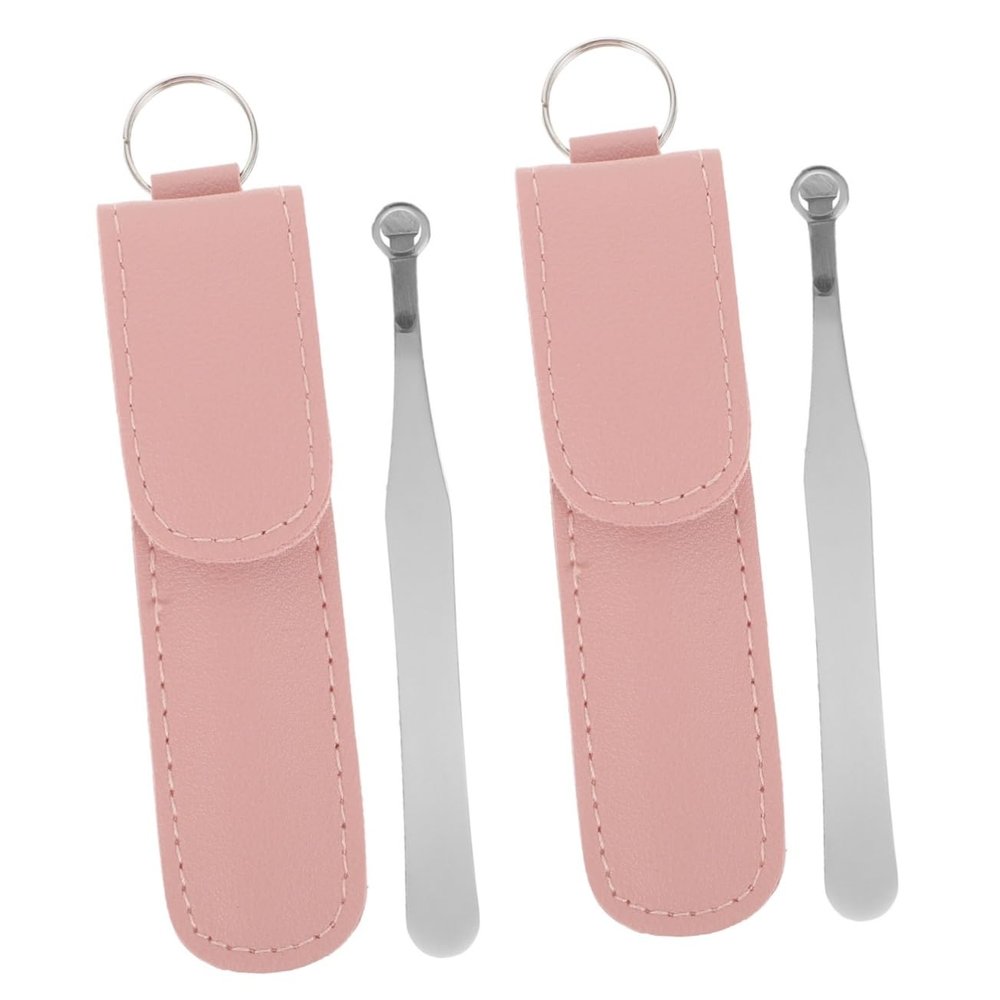 Beavorty 2pcs Multi-function Nose Hair Trimmer Leather Case Portable Nose Hair Tweezers for Men Safe and Pain for Travel and Grooming