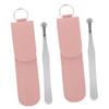 Beavorty 2pcs Multi-function Nose Hair Trimmer Leather Case Portable Nose Hair Tweezers for Men Safe and Pain for Travel and Grooming view 1