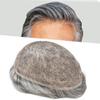 Soft Full French Lace Mens Toupee Human Hair System Toupee For Men Natural Hairline Male Hair Prosthesis Breathable Hairpiece 8"X10"#1B80 Off Black with 80% gray hair -90% density view 1