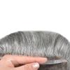 Soft Full French Lace Mens Toupee Human Hair System Toupee For Men Natural Hairline Male Hair Prosthesis Breathable Hairpiece 8"X10"#1B80 Off Black with 80% gray hair -90% density view 3