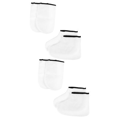 FOMIYES 4pairs Paraffin Wax Spa Gloves for Women Foot Exfoliator Callus Remover Moisturizing Gloves Covers Reusable