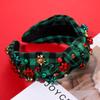 NVENF Jeweled Knotted Plaid Headband with Crystals and Pearls - Wide Top Knot Hair Accessory for Women, Christmas and Holiday Gift (Xmas Bow 2) view 4