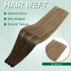 Easyouth Sew in Hair Extensions Human Hair Ombre Weft Hair Extensions Human Hair Dark Brown Ombre To Chestnut Brown Mix Ash Blonde Hair Extension Real Human Hair Weft 16 Inch 100G view 4