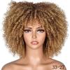10IN Short Afro Kinky Curly Wig With Bangs Dark Brown Loose Synthetic Wigs Cosplay Fluffy Natural Wigs For Women 350R 10inches view 3