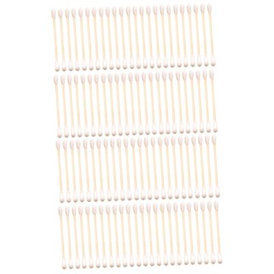 Cabilock 2sets Cleaning Sticks Dust Swab Cotton Stick Double Heads for Makeup Skin Wound Cleaning 300pcs*2