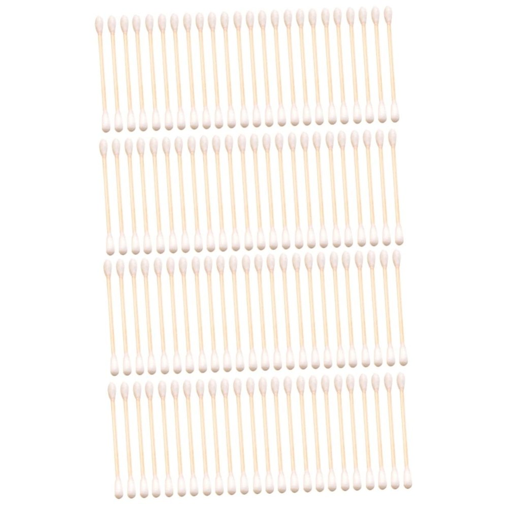 Cabilock 2sets Cleaning Sticks Dust Swab Cotton Stick Double Heads for Makeup Skin Wound Cleaning 300pcs*2