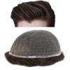 Soft Full French Lace Mens Toupee Human Hair System Toupee For Men Natural Hairline Male Hair Prosthesis Breathable Hairpiece 8"X10" #3 Dark Brown-110% density view 1