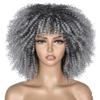 10IN Short Afro Kinky Curly Wig With Bangs Dark Brown Loose Synthetic Wigs Cosplay Fluffy Natural Wigs For Women 1B-0906 10inches view 1