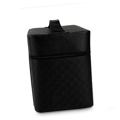 FOMIYES 2layer Travel Makeup Box Case Extendable Makeup Organizer Compartments Portable Cosmetics Storage Black