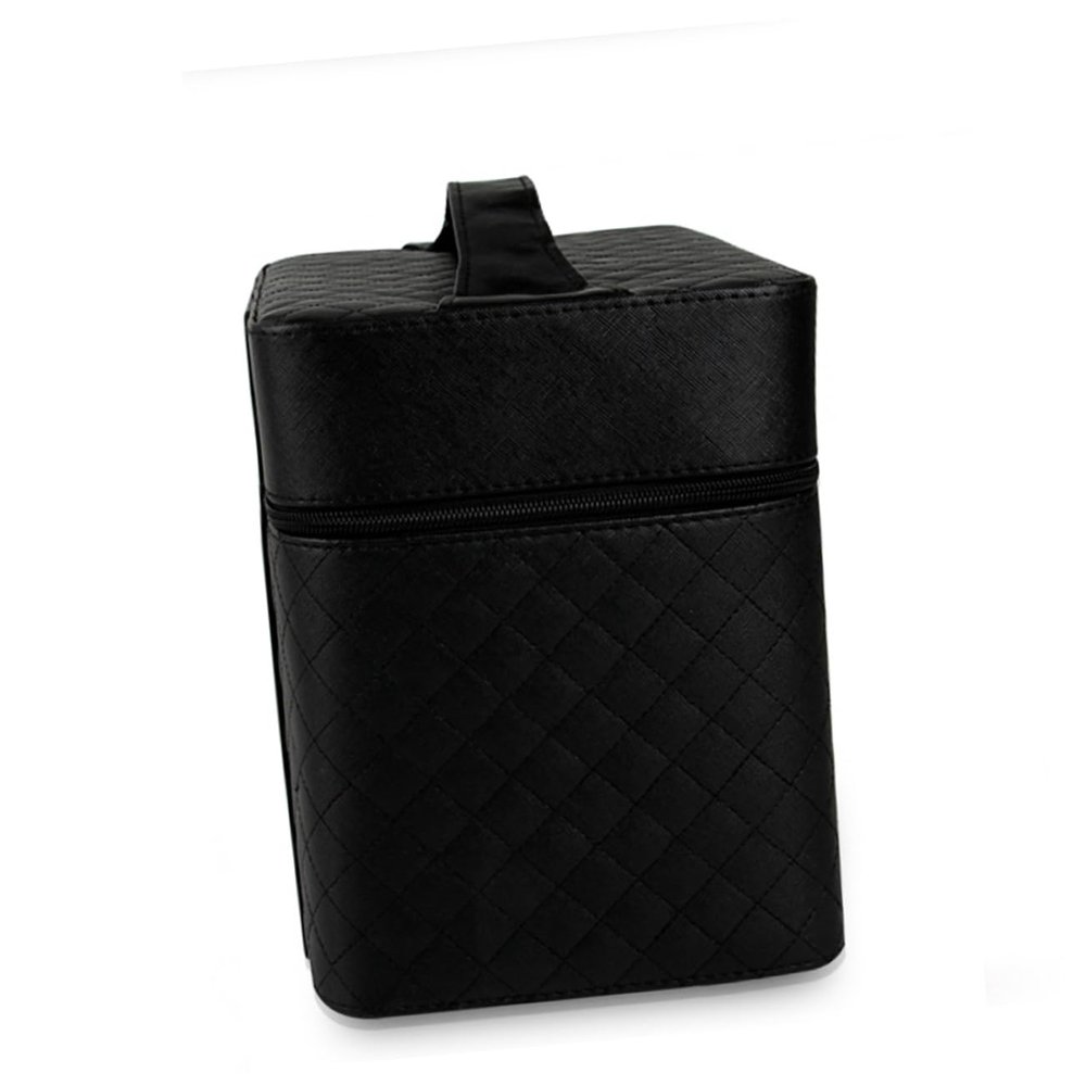 FOMIYES 2layer Travel Makeup Box Case Extendable Makeup Organizer Compartments Portable Cosmetics Storage Black