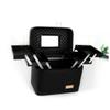 FOMIYES 2layer Travel Makeup Box Case Extendable Makeup Organizer Compartments Portable Cosmetics Storage Black view 4