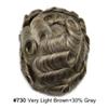 Soft Full French Lace Mens Toupee Human Hair System Toupee For Men Natural Hairline Male Hair Prosthesis Breathable Hairpiece 8"X10" #730 Very Light Brown with 30% gray hair-100% density view 2