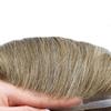 Soft Full French Lace Mens Toupee Human Hair System Toupee For Men Natural Hairline Male Hair Prosthesis Breathable Hairpiece 8"X10" #730 Very Light Brown with 30% gray hair-100% density view 3