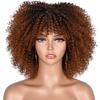 10IN Afro Kinky Curly Short Hair Wig With Bangs Omber Brown Synthetic Glueless Cosplay Wigs For Black Women 1B 10inches view 3
