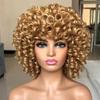 Short Afro Curly Wig Natural Blonde Wigs With Bangs Cosplay Synthetic Wigs Highlight Wigs For Women 27 14inches view 1