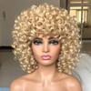 Short Afro Curly Wig Natural Blonde Wigs With Bangs Cosplay Synthetic Wigs Highlight Wigs For Women 27 14inches view 2