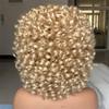 Short Afro Curly Wig Natural Blonde Wigs With Bangs Cosplay Synthetic Wigs Highlight Wigs For Women 27 14inches view 3