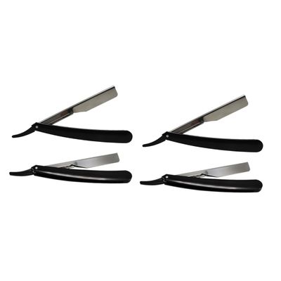 FRCOLOR 4pcs Manual Straight for Men Folding Shaving Tool for Barber Shops and Personal Grooming Black Safe Easy to Use for Beard and Hair Trimming