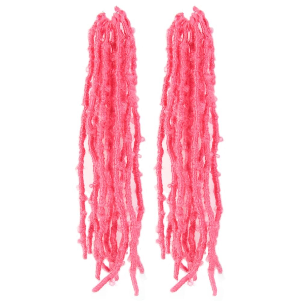 BOHOBABE 2 Packs Pink Butterfly Locs Crochet Hair 14 Inch Butterfly Faux Locs Crochet Hair Short Distressed Locs (2 Packs, Pink)