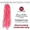 BOHOBABE 2 Packs Pink Butterfly Locs Crochet Hair 14 Inch Butterfly Faux Locs Crochet Hair Short Distressed Locs (2 Packs, Pink) view 2