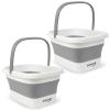 2 Pack Foldable Foot Bath Basin, Collapsible Foot Soak Tub, Multifunction Plastic Basin with Handles,Foot Tub for Soaking Feet,Grey view 1