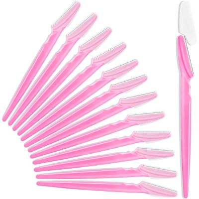 12 Pcs Eyebrow Razors, Face Razors Multipurpose, Exfoliating Dermaplaning Tools, Eyebrow Trimmers Shaver with Protective Cover, Facial Hair Removal for Women Men Body Use (Pink)