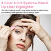 CooBAA 4 in 1 makeup pen,Eyeliner, Eyebrow pencil, lip liner, highlighter 4 in 1 multi-functional portable makeup pen,Travel Makeup Pen,Beauty Tool Long Lasting view 2