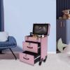 LOYALHEARTDY Rolling Makeup Case with Wheels, Large Cosmetic Trolley with Locks, Make up Bag with Drawers, Movable Cosmetics Storage Organizer for Makeup, Nail Art and Hair Styling view 4