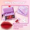 6 Colors Lip Tint Stain Korean Lip Gloss, Matte Velvet Lip Tint Natural Plumping Lip Stain, Multi-Use Lip and Cheek Tint Mini Liquid Lipstick, Long lasting Non-Stick Cup Waterproof, Lip Color Makeup view 4
