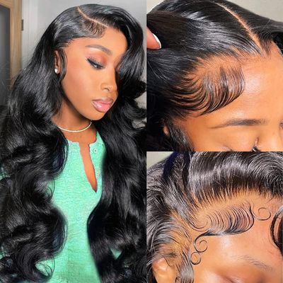13x4 Body Wave Lace Front Wigs Human Hair Pre Plucked HD Transparent Lace Frontal Glueless Wigs Human Hair with Brazilian Virgin 180% Density Body Wave Human Har Wigs for Women 22 Inch Lace Wig