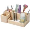 2 pack of wooden desktop office pen holder and dresser nail tools storage box,Skin care product makeup brush cosmetics storage organizer set view 1