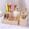 2 pack of wooden desktop office pen holder and dresser nail tools storage box,Skin care product makeup brush cosmetics storage organizer set view 2