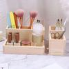 2 pack of wooden desktop office pen holder and dresser nail tools storage box,Skin care product makeup brush cosmetics storage organizer set view 3