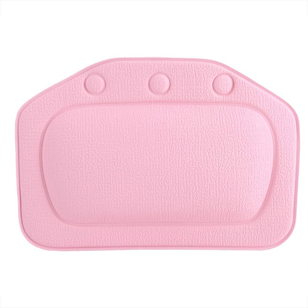 12.2x8.27 in Bath Pillow Bathtub Pillow with Non-Slip Suction Cups Soft Foam Padded Spa Tub Headrest Head Neck Back Cushion for Bathroom(Pink)