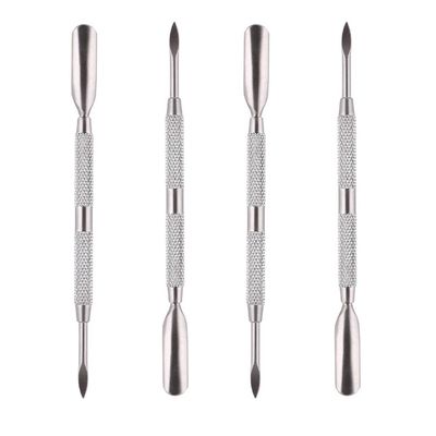 4PCS Nail Cuticle Pusher Stainless Steel Manicure and Pedicure Cleaner Tool for for Fingernails and Toenails Nail Care Kit Dual Sided Silver