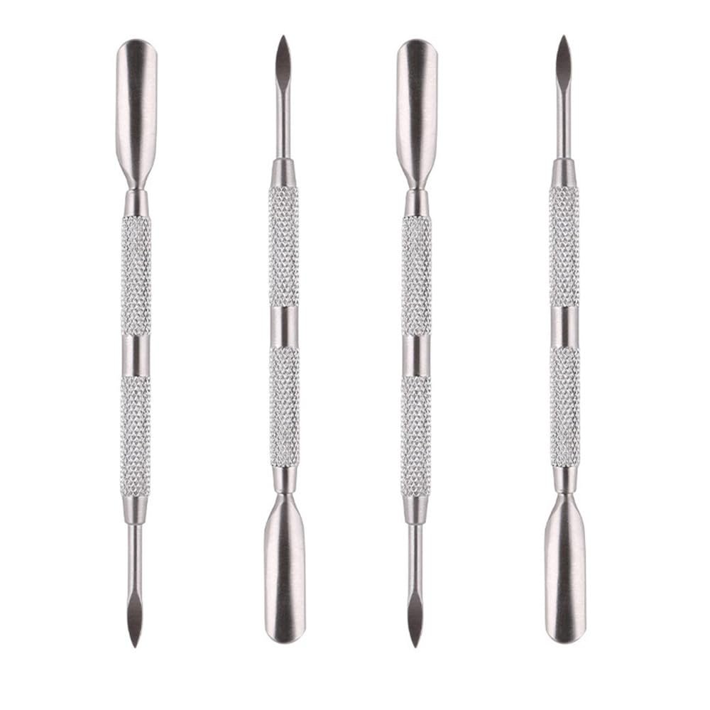 4PCS Nail Cuticle Pusher Stainless Steel Manicure and Pedicure Cleaner Tool for for Fingernails and Toenails Nail Care Kit Dual Sided Silver
