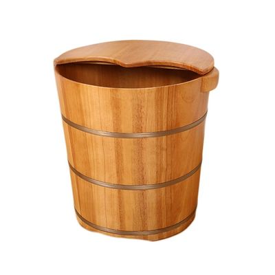 BABYCE Foot Massager Spa Wooden Foot Basin,Solid Wood Foot Tub Care Household Heightening Oak Foot Bath Pedicure Basin with Lid Foot Spa Household Wash Ba
